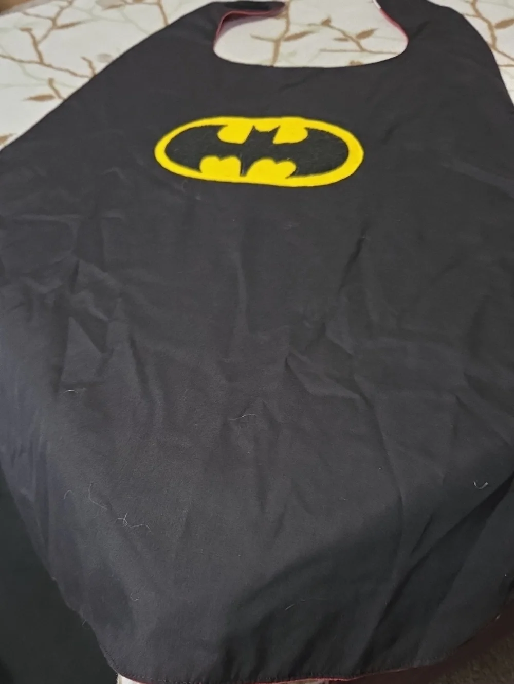 Batman Kids Size Small Costume Cape and Pants - Black with Yellow Logo